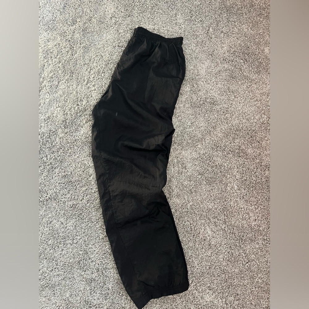 Vintage Reebok Track Pant Mens XL Black Lined Loose Fit Elastic Waist